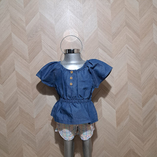 Panditastyle Traje Mezclilla Short 2Pzas