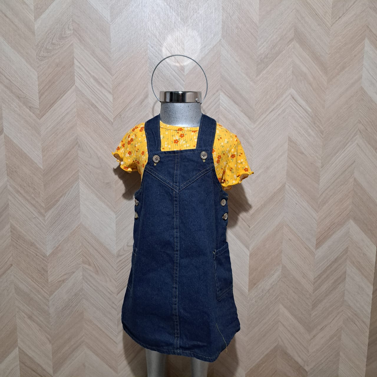 Panditastyle Vestido Mezclilla Amarillo 2Pzas
