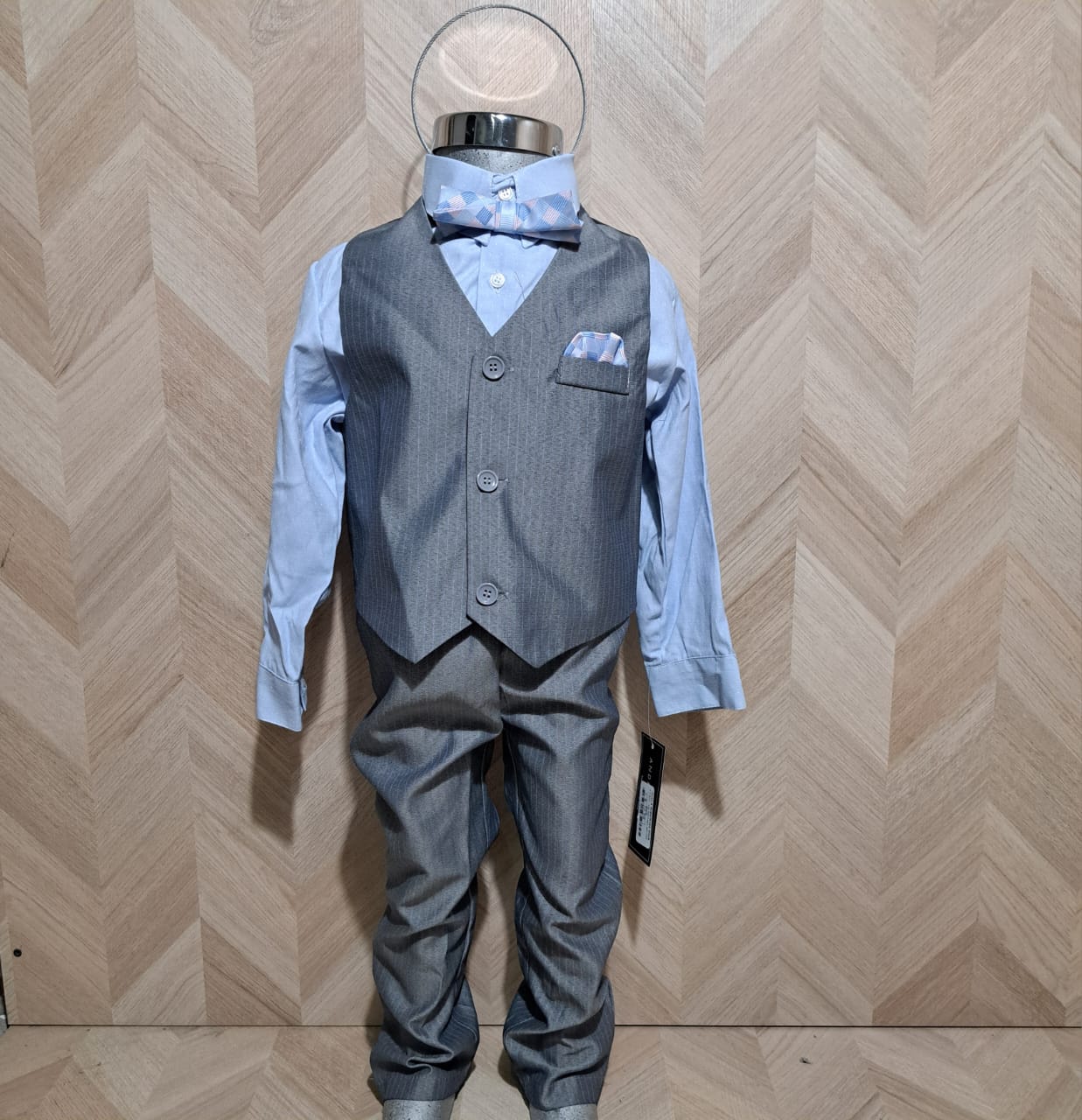 Panditastyle Traje Gris Moño 3Pzas