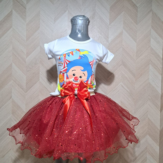 Cenicienta Conjunto Tutu Plim Plim  Rojo Blanco