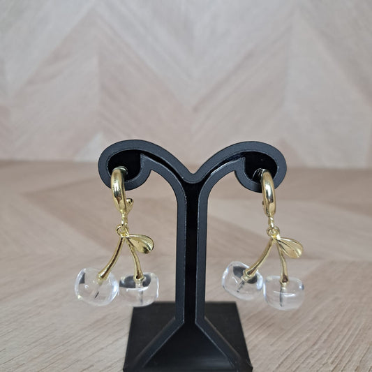LaCasaDeLaPulsera Aretes Cerezas Transparentes