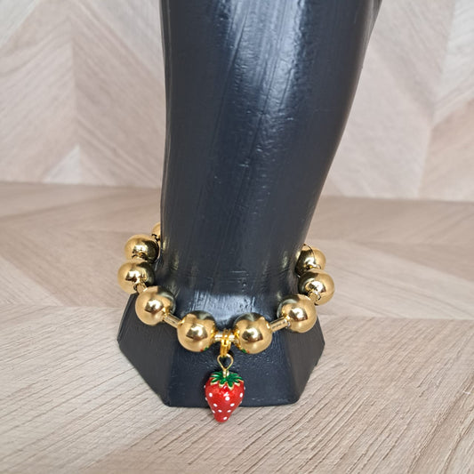 LaCasaDeLaPulsera Collar Bolas Doradas Fresa Colgante