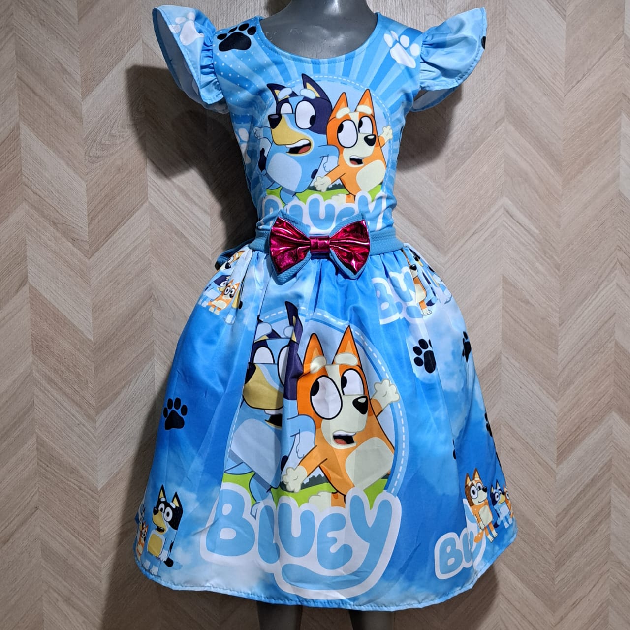 Cenicienta Vestido Bluey Azul Moño Fiusha