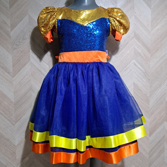 Niña Vestuarios Infantiles Vestidos BelyBeto Lentejuela Amarillo Azul
