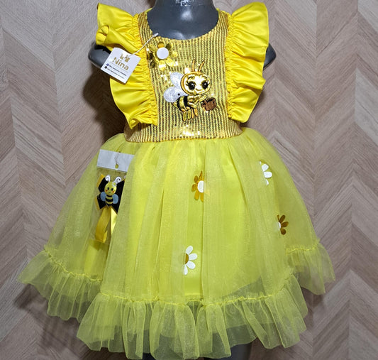 Niña Vestuarios Infantiles Vestido Abejita Tutu Amarillo