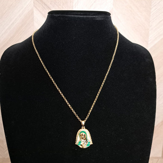 Joyeria Nice Collar Virgen Manto Verde