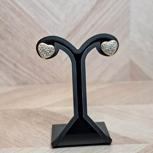 Joyeria Nice Aretes Dorado Corazon Piedras
