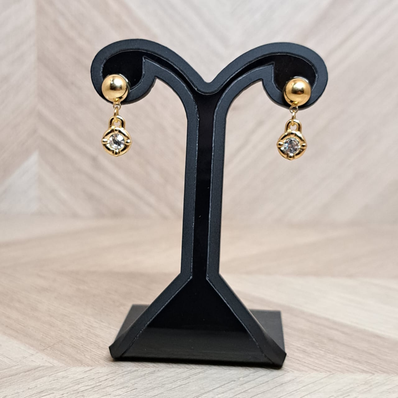 Joyeria Nice Aretes Dorado Piedra Colgante