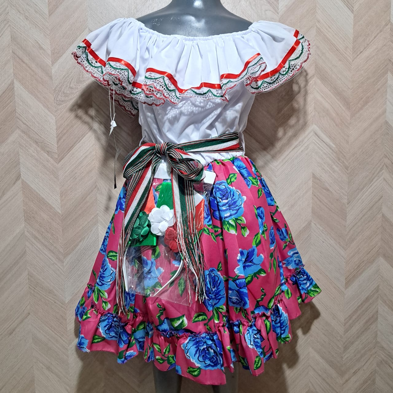 Niña Vestuarios Infantiles Vestidos Adelita Flores Azules