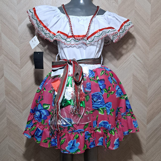 Niña Vestuarios Infantiles Vestidos Adelita Flores Azules