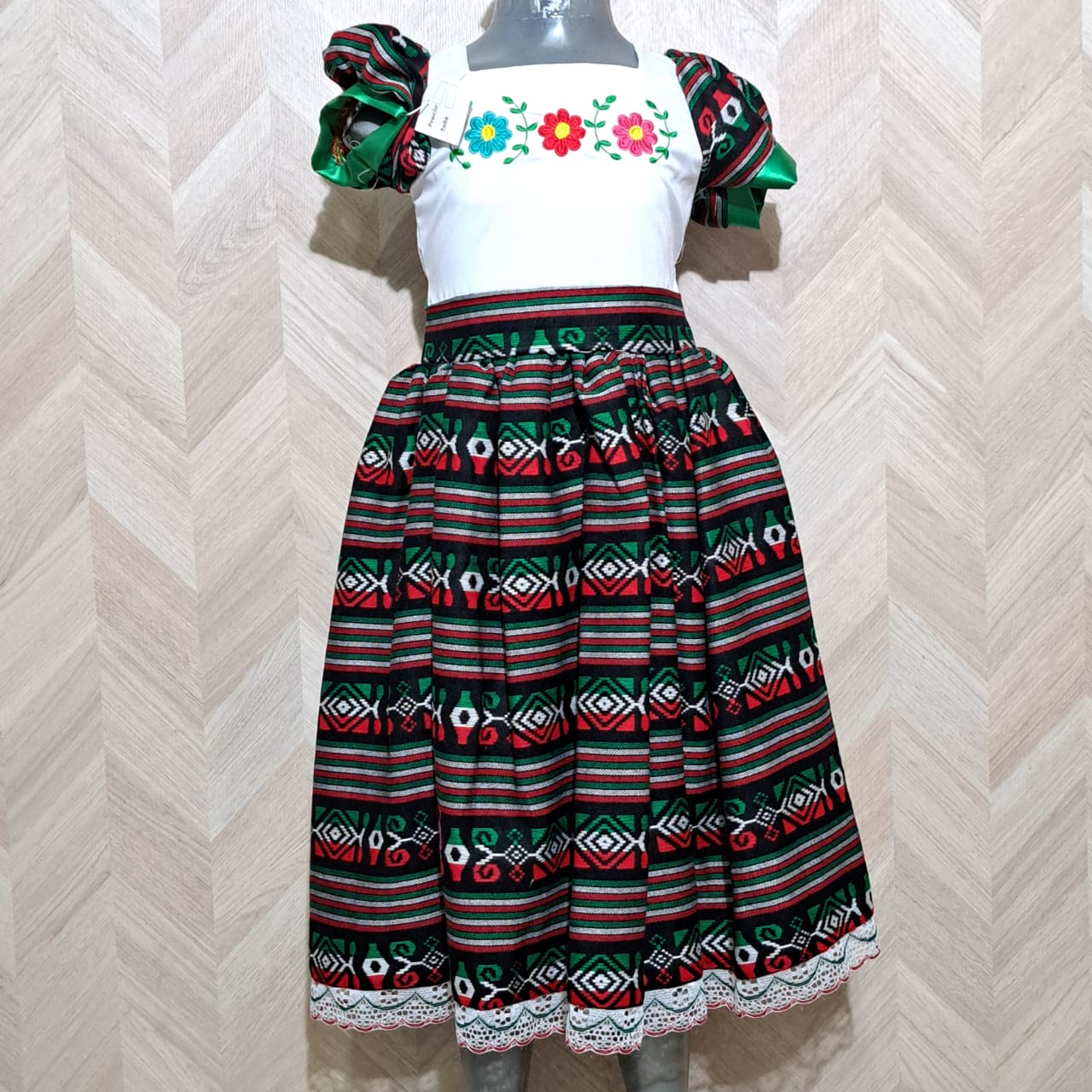 Niña Vestuarios Infantiles Vestido Mexicano Negro Flores