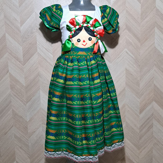 Niña Vestuarios Infantiles Vestido LL Patrios Verde