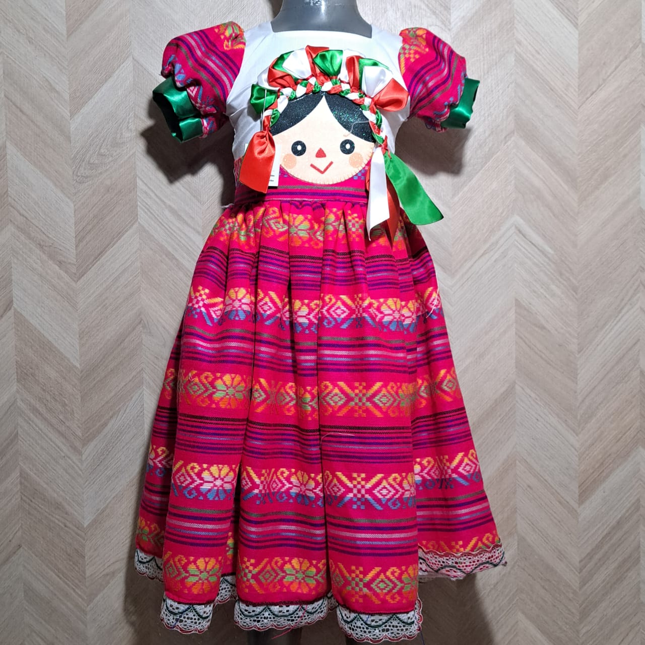 Niña Vestuarios Infantiles Vestido LL Patrios Rosa