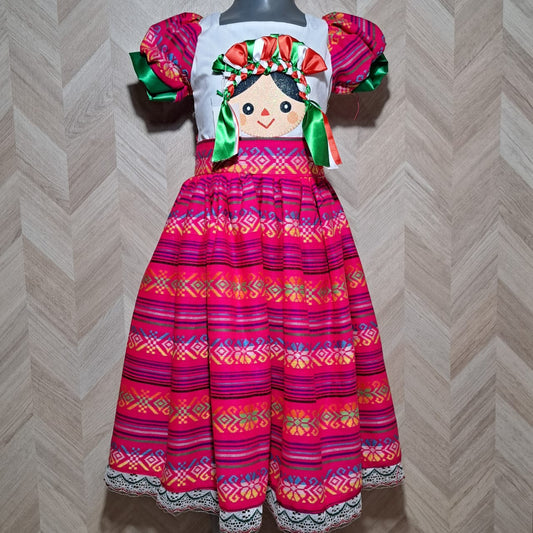 Niña Vestuarios Infantiles Vestido LL Patrios Rosa