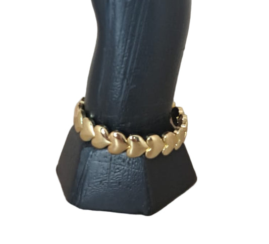 Mujer Moza Brazalete Corazon Dorado