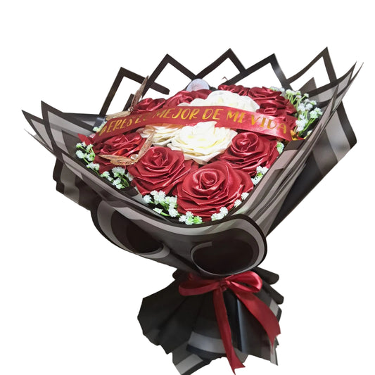 Rosas Eternas Romi Ramo Corazon Rojo