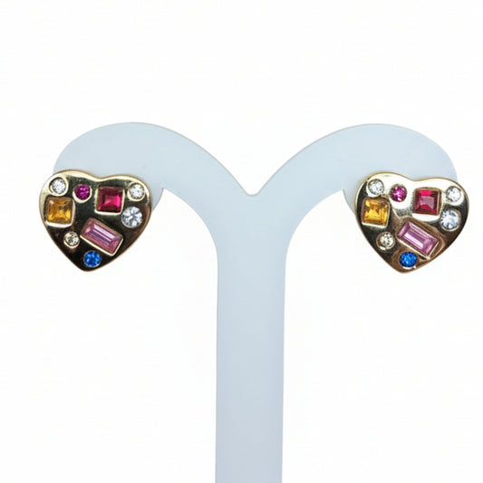 Joyeria Nice Aretes dorado Corazon Piedras Col