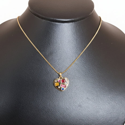 Joyeria Nice Collar Dorado Corazon Piedras Col