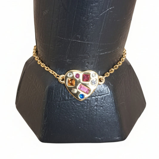 Joyeria Nice Pulsera Dorada Corazon Piedras Col