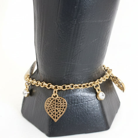 Joyeria Nice Pulsera 3 Corazon 2 Piedras  Dorada