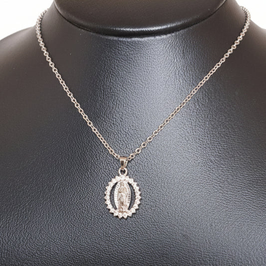 Joyeria Nice Collar Virgen Plateado