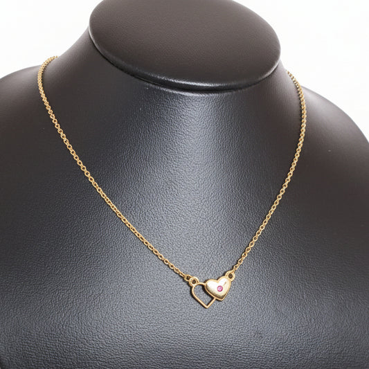 Joyeria Nice Collar Doble Corazon Dorado