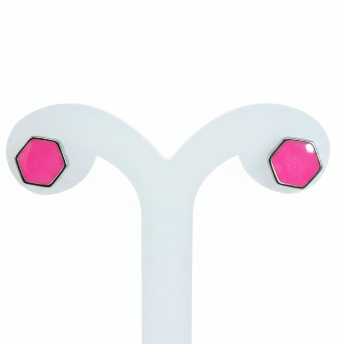 Joyeria Nice Aretes Hexagono Rosa