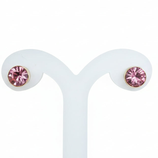 Joyeria Nice Aretes Redondo Piedras Rosa Dorado