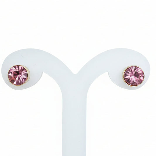 Joyeria Nice Aretes Redondo Piedras Rosa Dorado