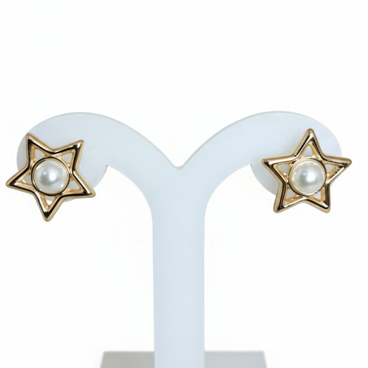 Joyeria Nice Aretes Estrella Perla Dorados