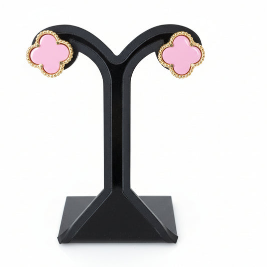 Joyeria Val Aretes Trebol Rosa