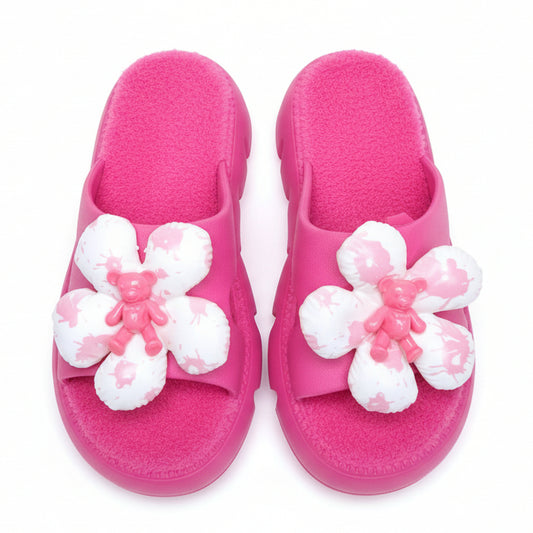 SandaliasMary Sandalias Dama Flor Negro Rosa