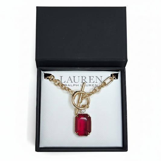 CBM RALPH LAUREN Cadena Dorada Dije Rojo