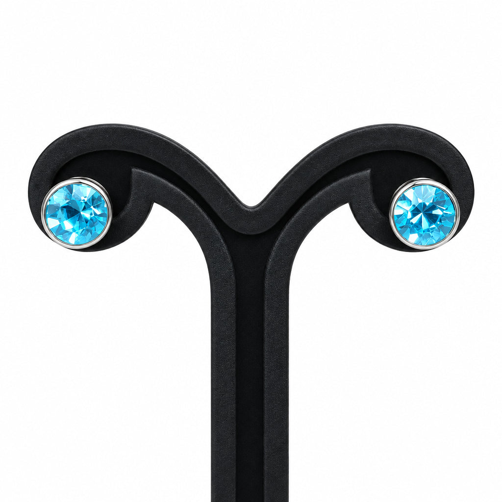 Joyeria Nice Aretes Piedra Celeste Baño Oro