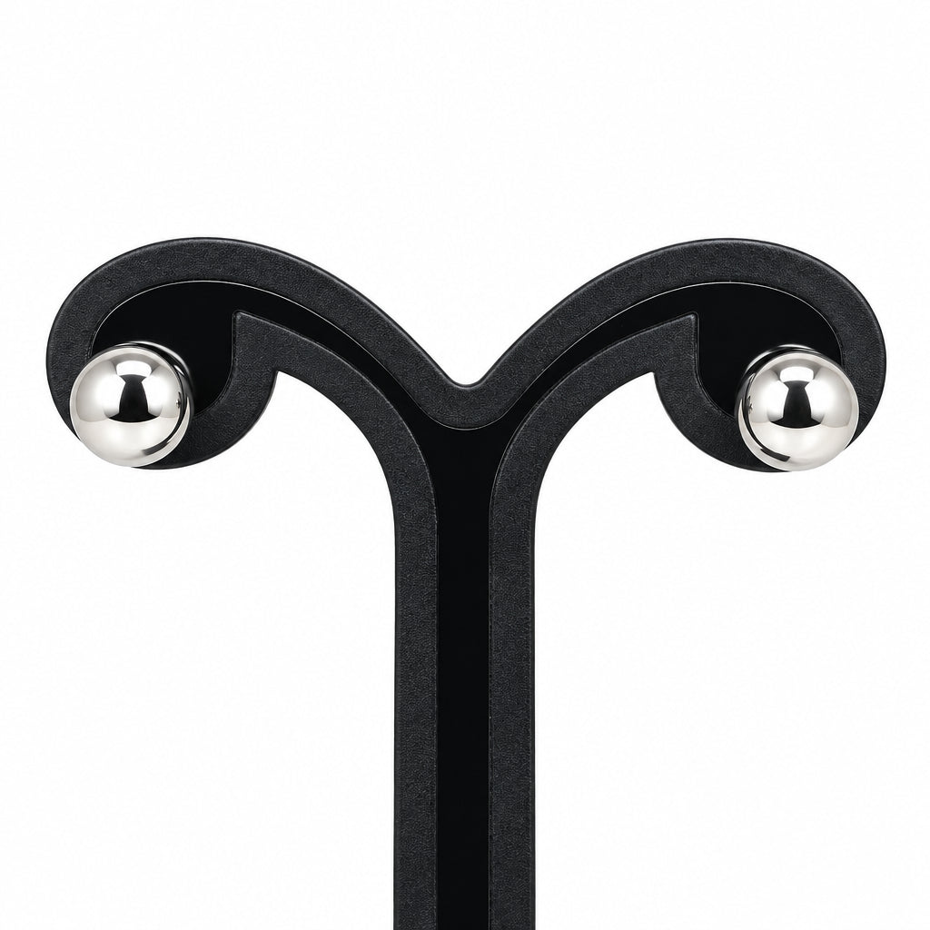 Joyeria Nice Aretes Poste Esfera Pulida Baño Rodio