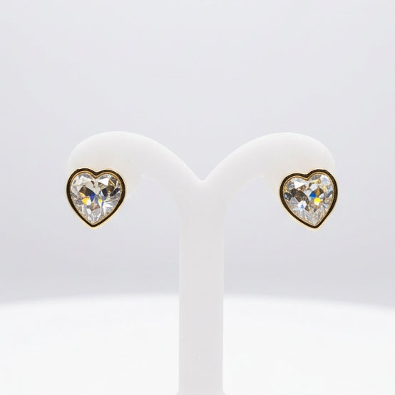 Joyeria Nice Aretes Poste Forma Corazon Baño Oro