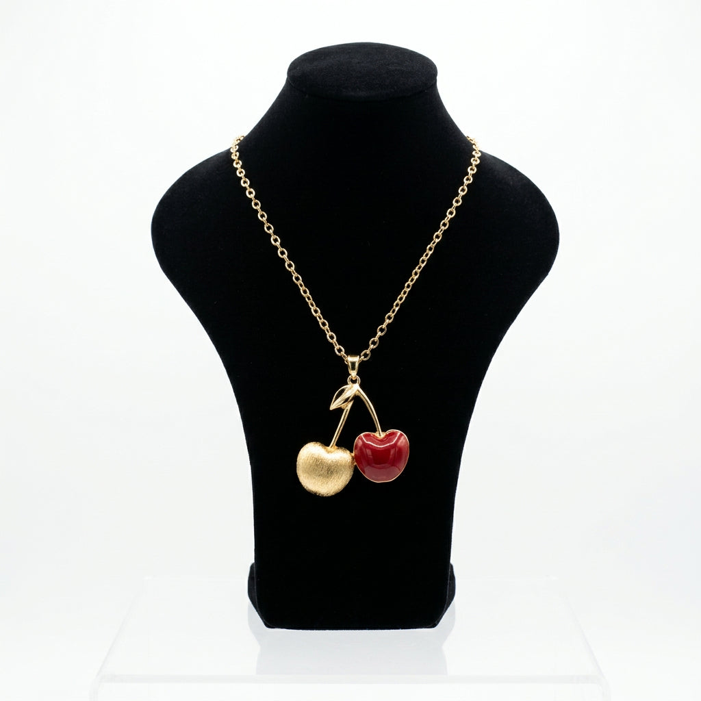 Joyeria Nice Collar Dije Cereza Baño Oro