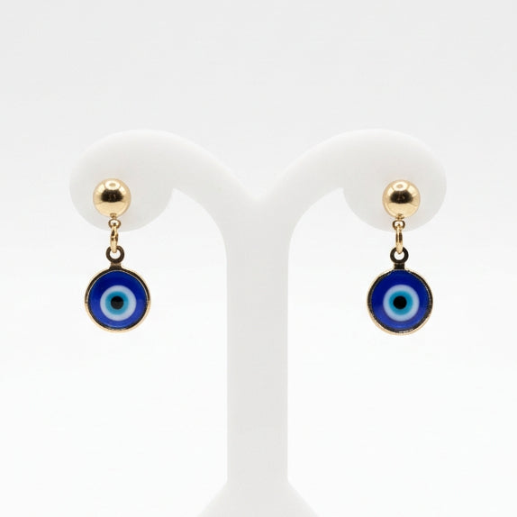 Joyeria Nice Aretes Postes Ojo Turco Baño Oro