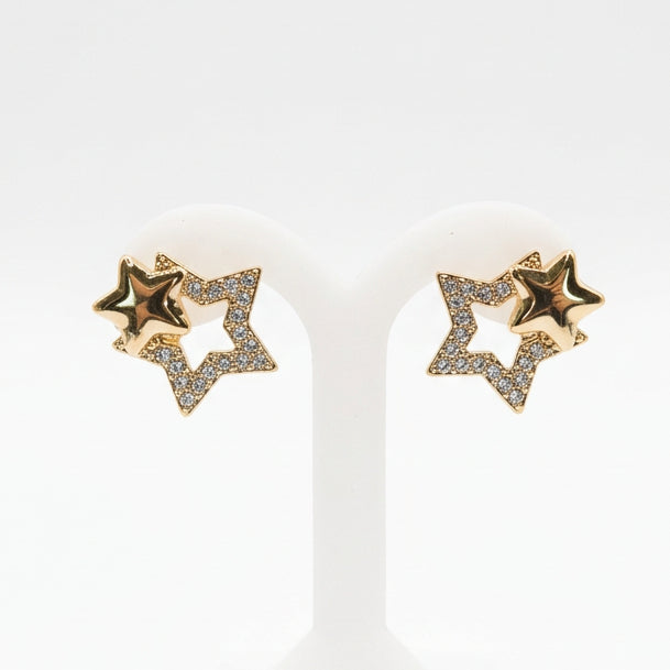 Joyeria Nice Aretes Estrella Calada Baño Oro