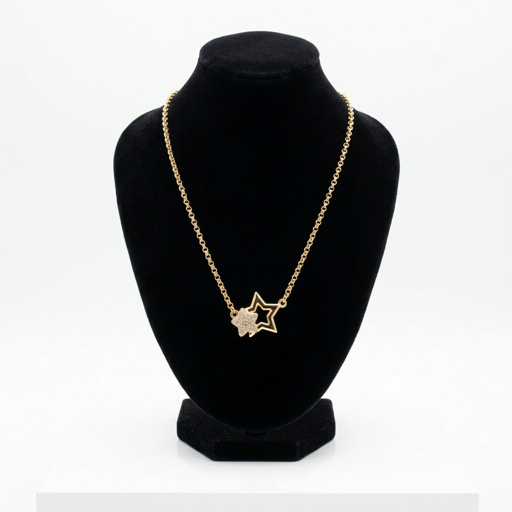 Joyeria Nice Collar Estrella Calada Baño Oro
