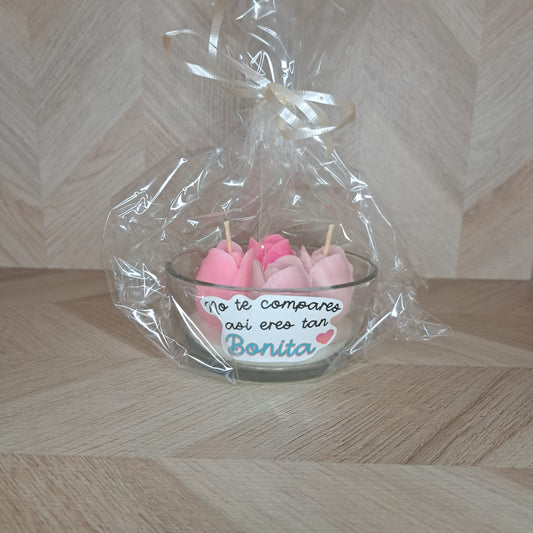 Meraki Vaso Vela Flores Clavel