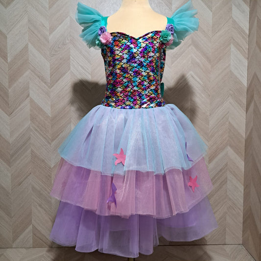 Niña Vestuarios Infantiles Vestido Sirena Gala Colores