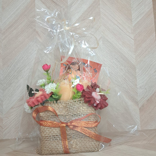Meraki Canasta Roja Velas Florales